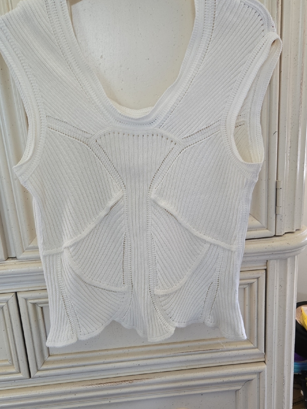 Dior White/off White Sculptural Ribbed Tank Top